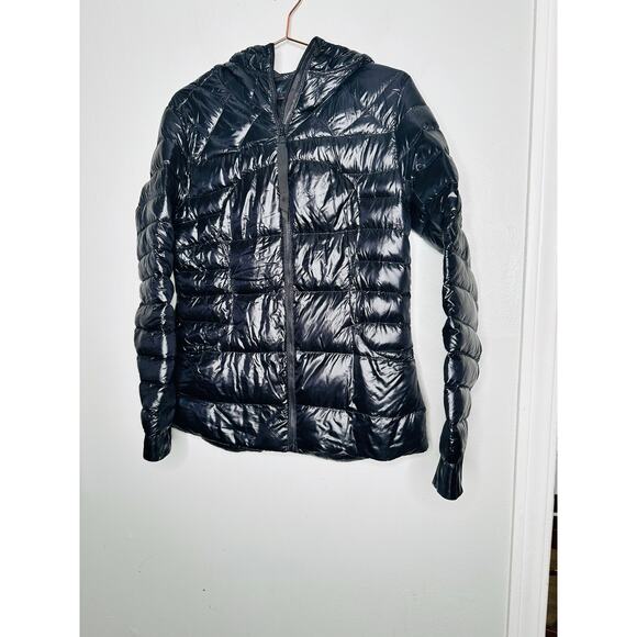 LULULEMON Black Fluffy Down Fulled Slim Hooded Jacket Size Medium - Picture 1 of 10